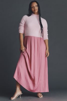 The Thea Long-Sleeve Eyelash Twofer Sweater Dress