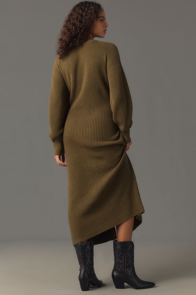 By Anthropologie Long-Sleeve Belted Cardigan Midi Dress #3