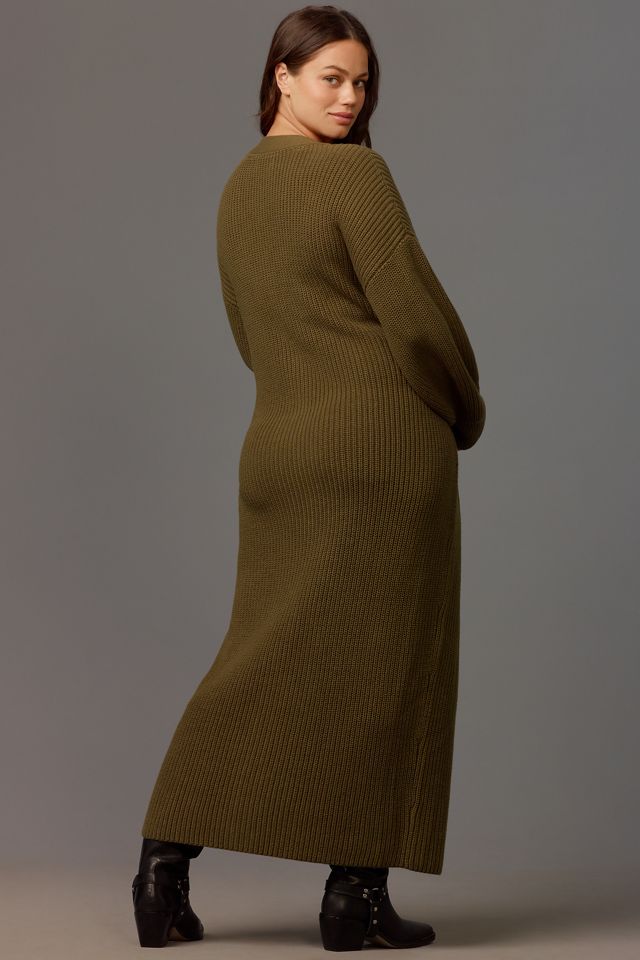 By Anthropologie Long-Sleeve Belted Cardigan Midi Dress #5