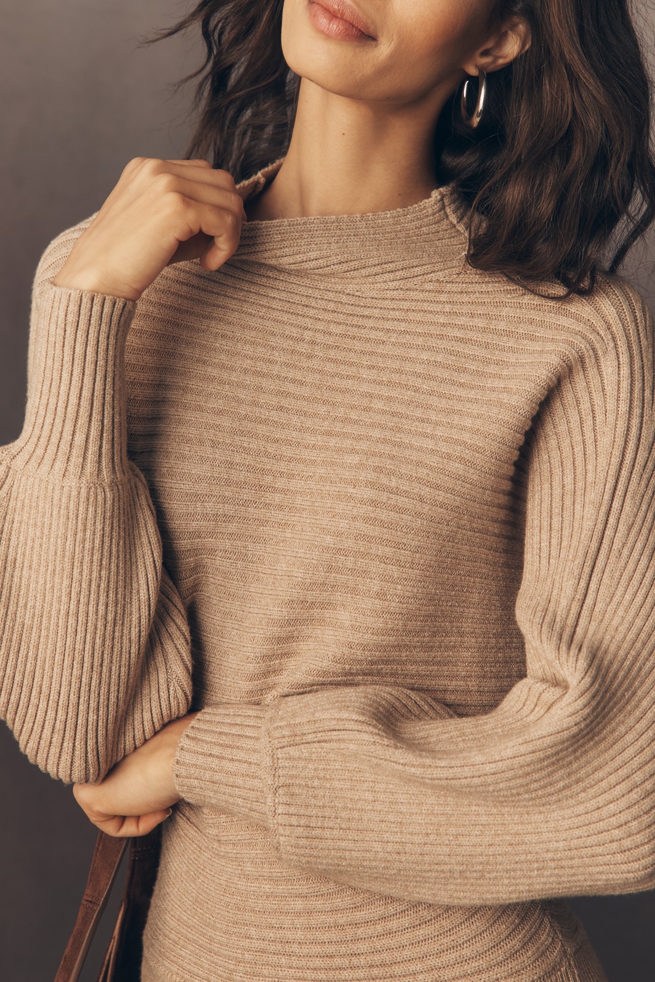 By Anthropologie Long-Sleeve Slim Sweater Midi Dress