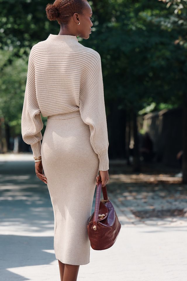 By Anthropologie Ribbed Sweater Midi Dress thumbnail 3
