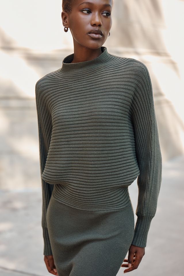By Anthropologie Ribbed Sweater Midi Dress #2