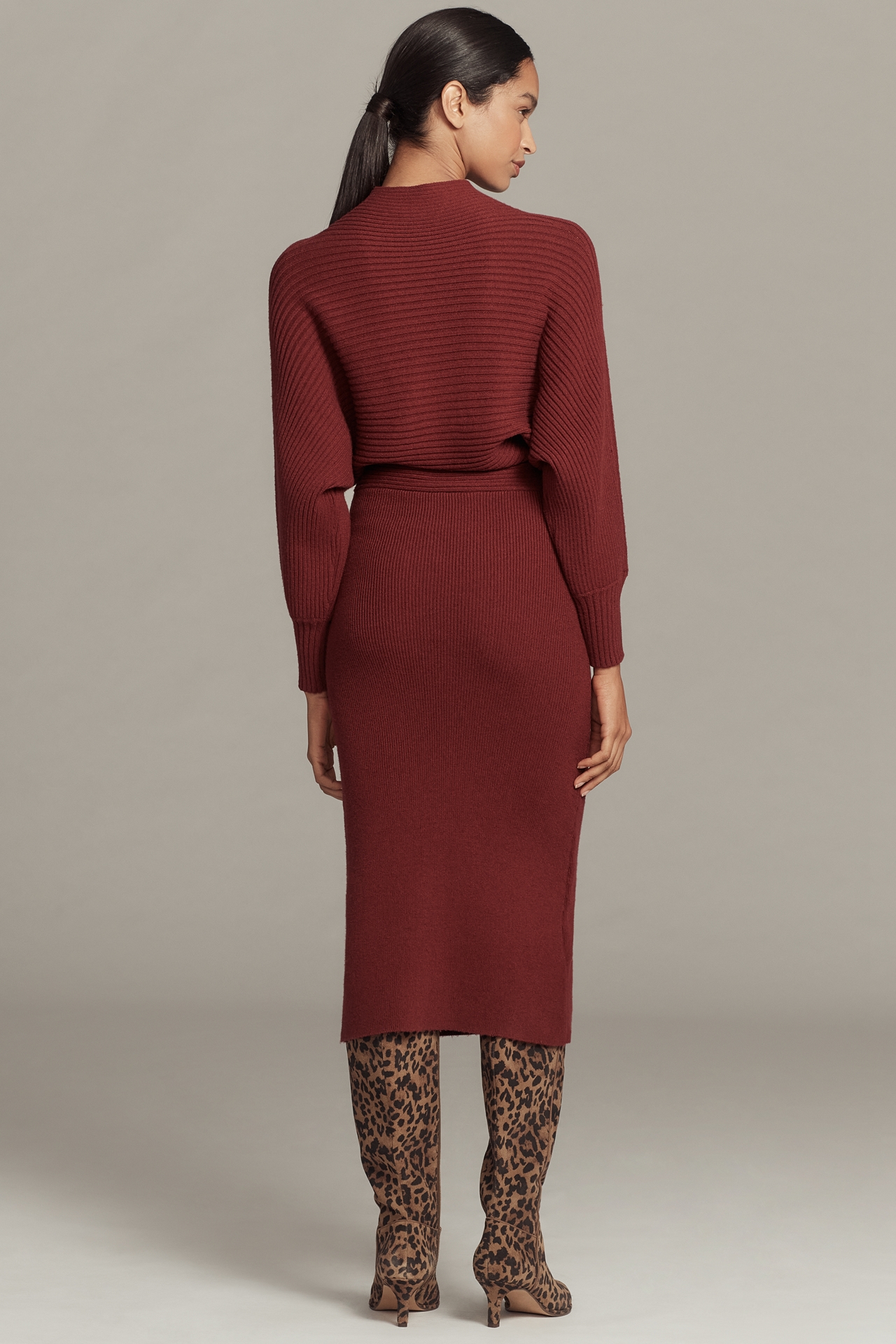 By Anthropologie Long-Sleeve Slim Sweater Midi Dress
