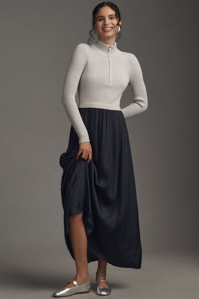 The Thea Long-Sleeve Half-Zip Maxi Dress #3