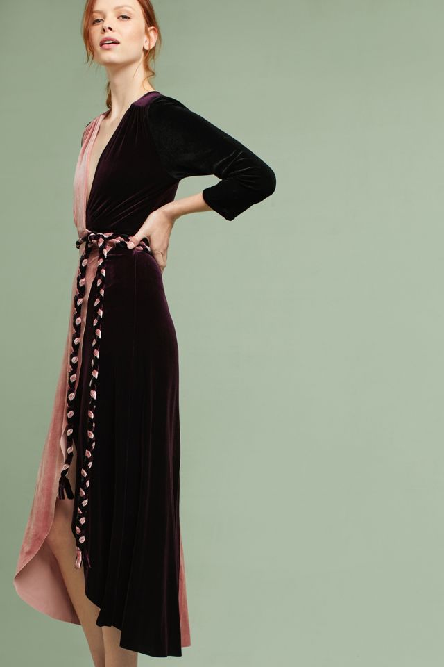 Anthropologie velvet hot sale wrap dress