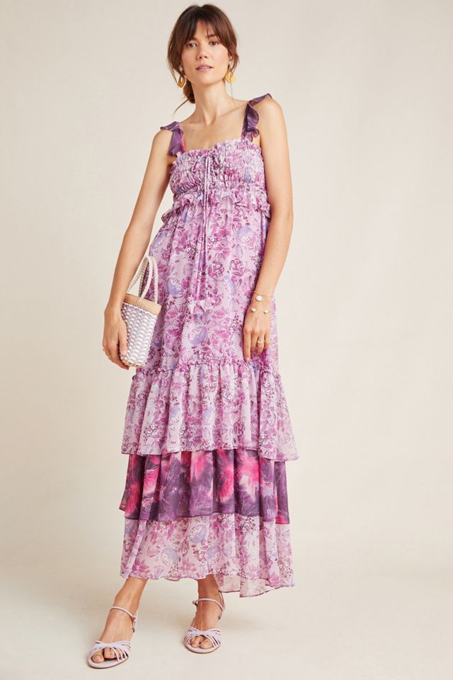 elena maxi dress in black Front Detail Linen Maxi Dress M