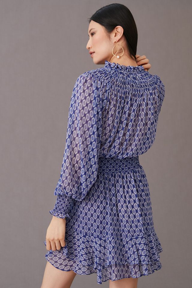 Long-Sleeve Ruffle-Hem Mini Dress #1