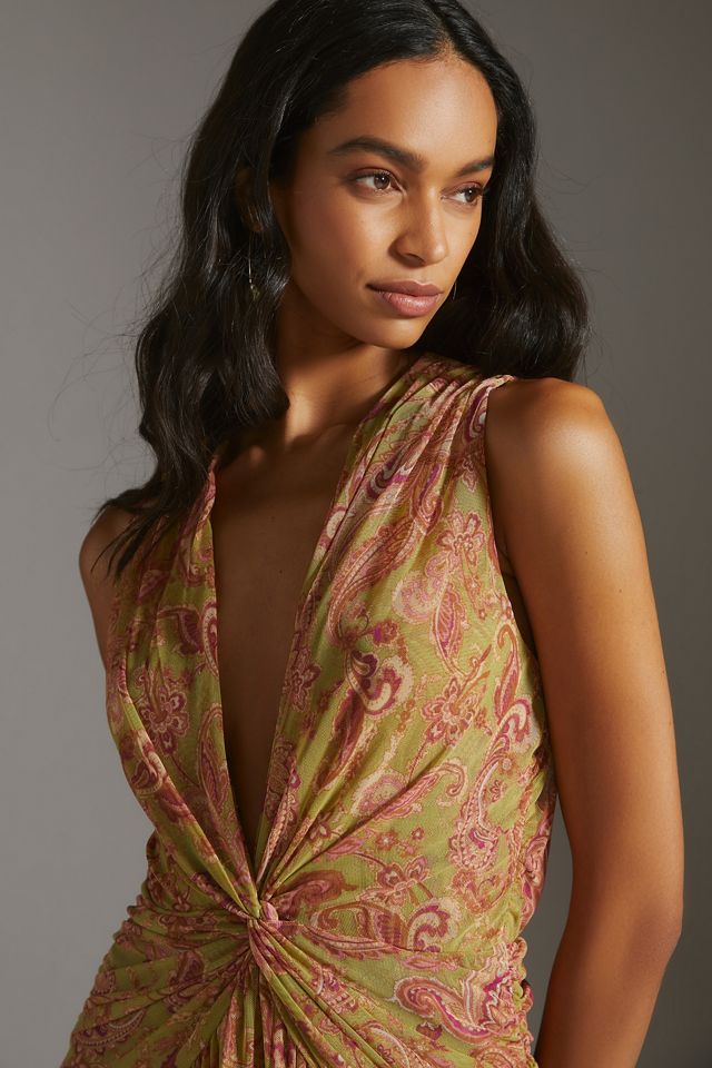 green emerald velvet dress Misa Women's Aneva Dress In Full Bloom – Channers main image 1