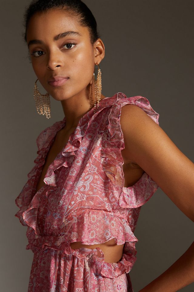 MISA Printed Ruffle Midi Dress #1