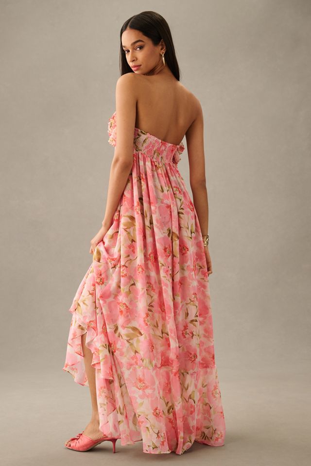 MISA Eden Strapless Floral Chiffon Dress #1