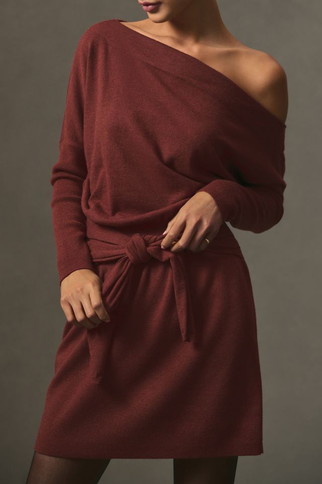 By Anthropologie One-Shoulder Mini Sweater Dress #3