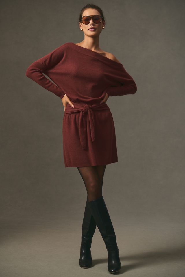 By Anthropologie One-Shoulder Mini Sweater Dress #1