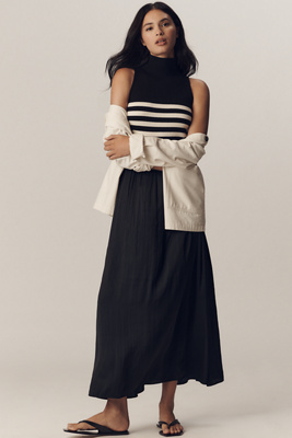By Anthropologie The Thea Sleeveless Twofer Maxi Dress In Black