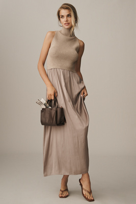 By Anthropologie The Thea Sleeveless Twofer Maxi Dress In Purple