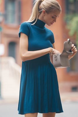 By Anthropologie Pleated Satin Midi Dress