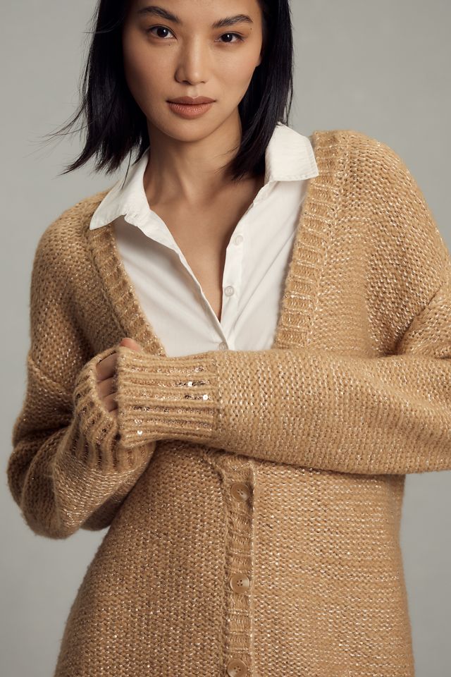 Maeve Layered Sparkle Cardigan Sweater Mini Dress #1