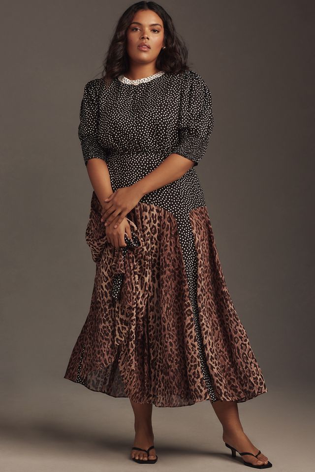 knee length dresses for ladies Meradith Leopard Print Midi Dress main image 0