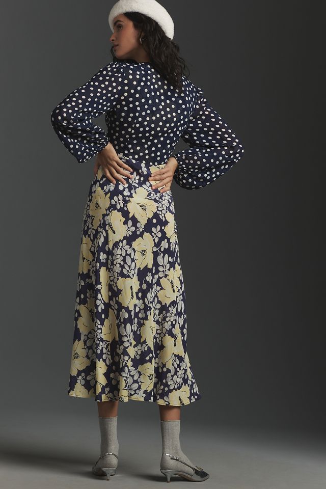 RIXO Melanie Long-Sleeve Printed Midi Dress #1
