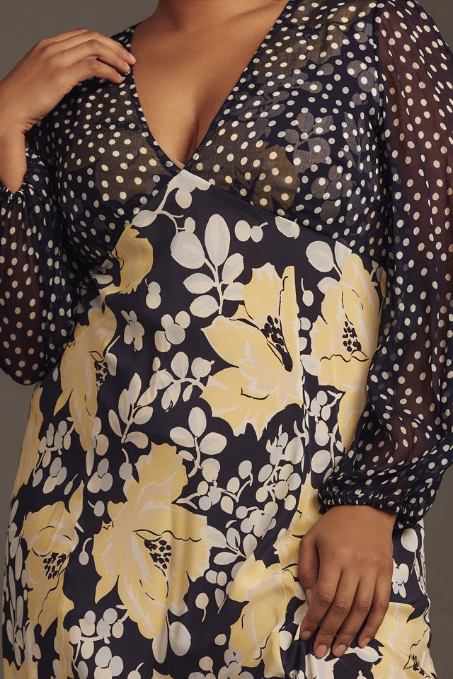 RIXO Melanie Long-Sleeve Printed Midi Dress #7