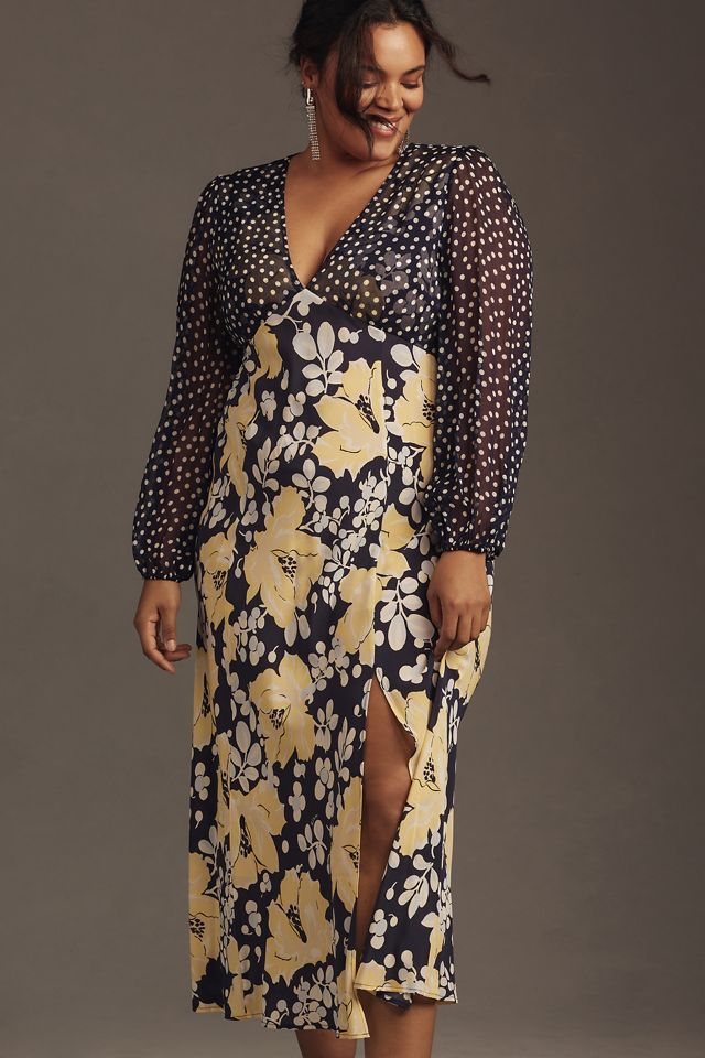 RIXO Melanie Long-Sleeve Printed Midi Dress #4