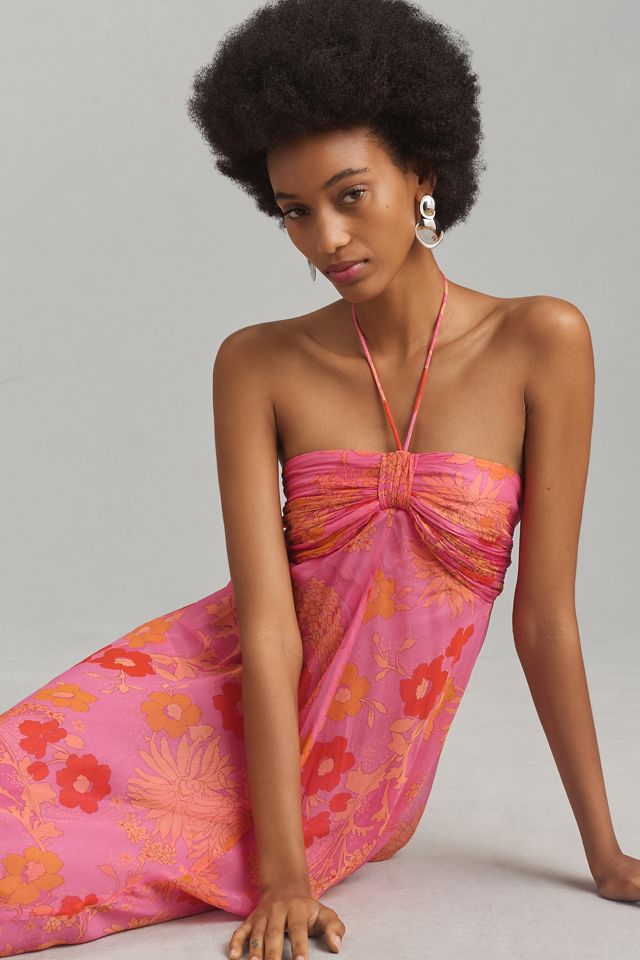 rixo samira halter maxi dress Rixo Samira Halter Viscose Gown Maxi Dress, Women's Fashion, Dresses &  Sets, Dresses on Carousell