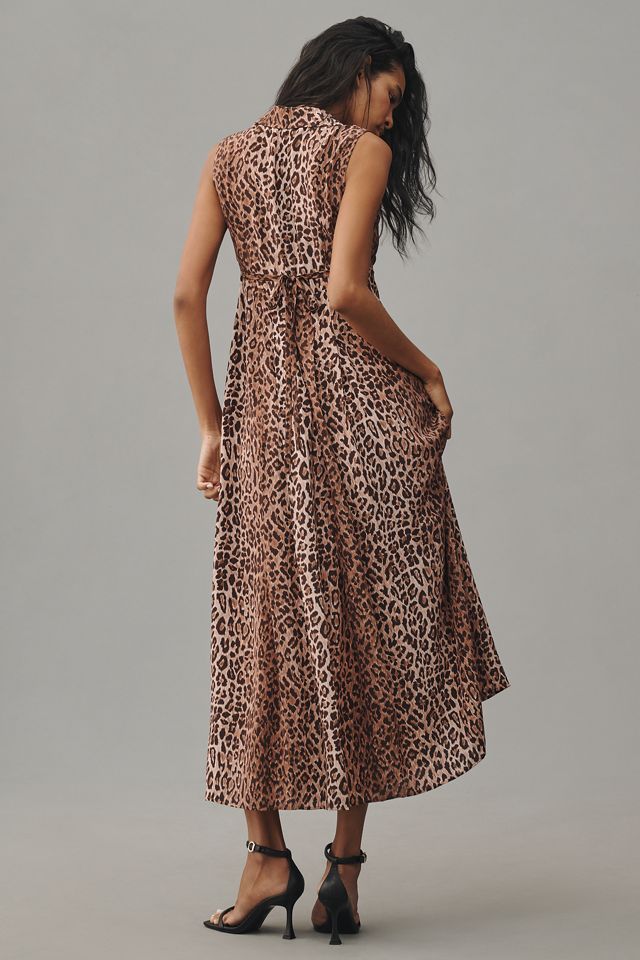 RIXO Gwenda Sleeveless Collared Silk Midi Dress #1