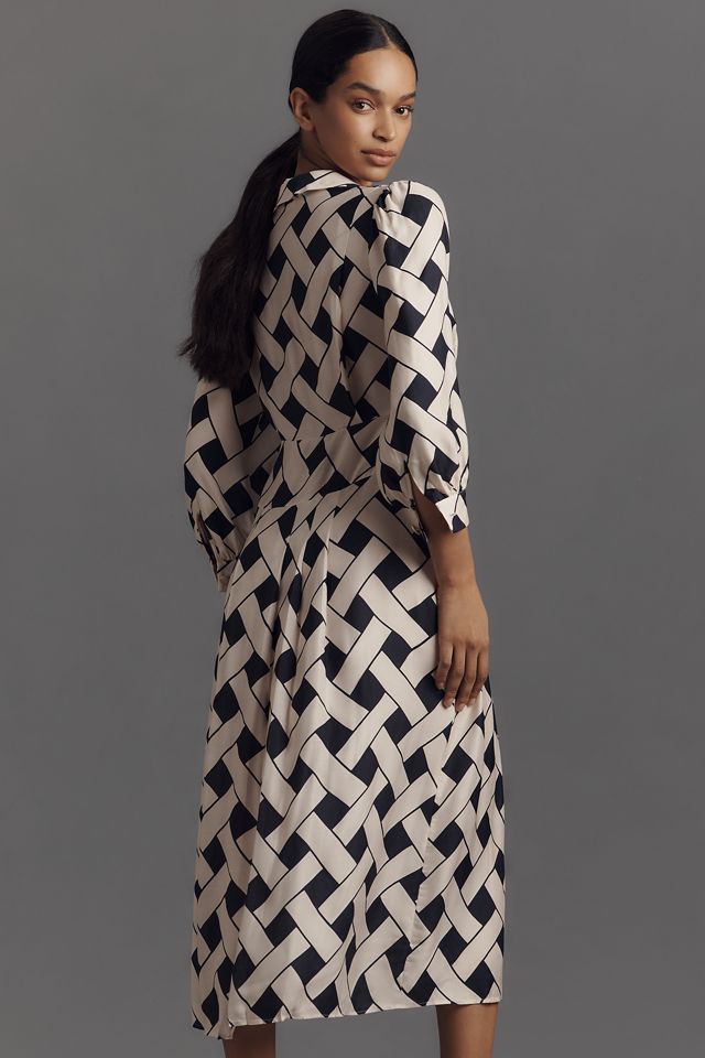 RIXO Analise V-Neck Crepe Maxi Shirt Dress #2