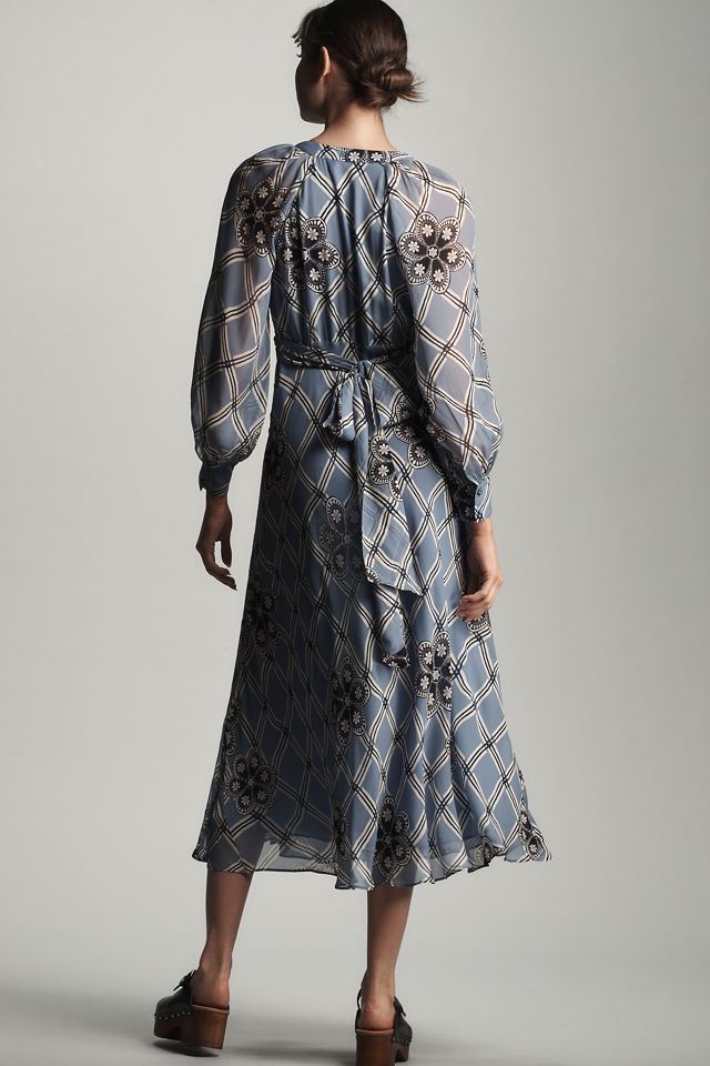 RIXO Aero Long-Sleeve Floral Midi Dress #1