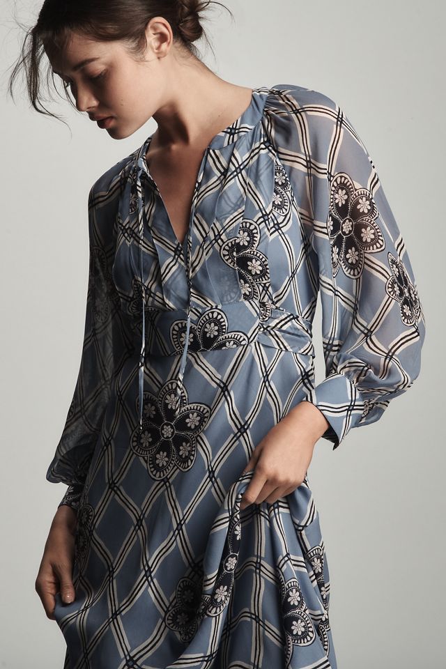 RIXO Aero Long-Sleeve Floral Midi Dress #2