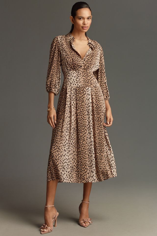 RIXO Petite Izzy Long-Sleeve Drop-Waist Midi Dress #2