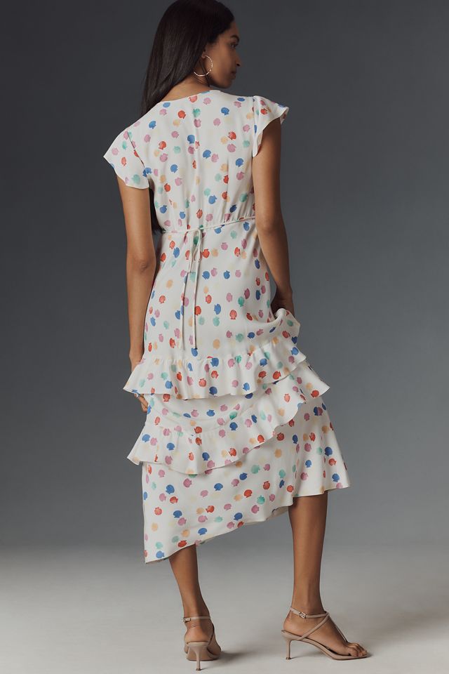 RIXO Meena Satin Ruffle Maxi Dress #2