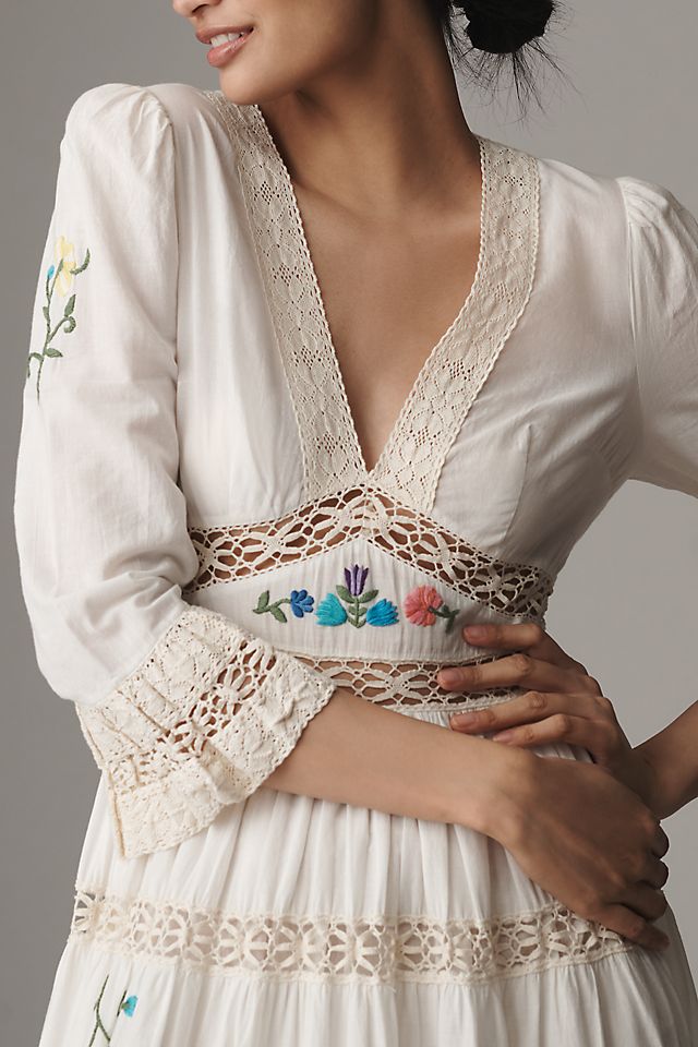 RIXO Regine Floral Embroidered Tiered Maxi Dress | Anthropologie RIXO Regine Floral Embroidered Tiered Maxi Dress | Anthropologie