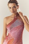 RIXO Hayley Silk Halter Maxi Dress With Scarf