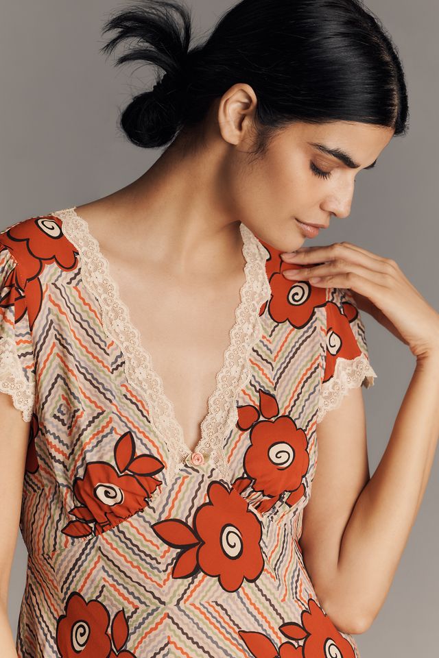 RIXO Clarice Cap-Sleeve V-Neck Midi Dress #1