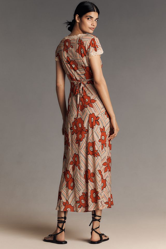 RIXO Clarice Cap-Sleeve V-Neck Midi Dress #2