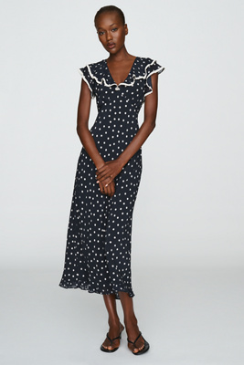 RIXO Bethea Ruffled Trim Midi Dress | Anthropologie