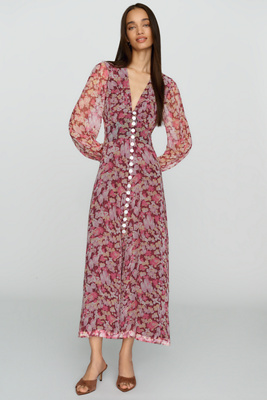 RIXO Avalyn Floral V-Neck Midi Dress by Anthropologie