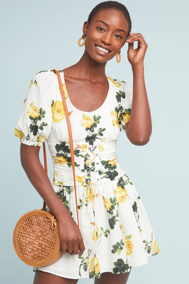 anthropologie corset dress Maeve Strapless Corset Fit & Flare Midi Dress