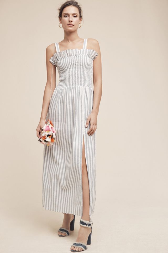 Smocked & Striped Maxi Dress