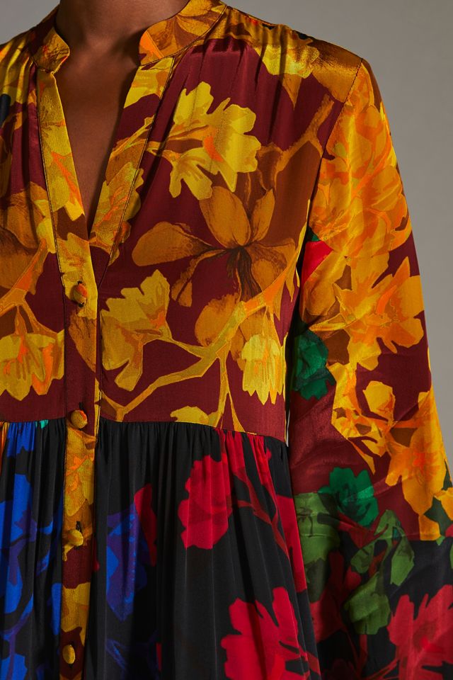 siddhartha bansal button front maxi dress Mixed Print Button Front Maxi Dress