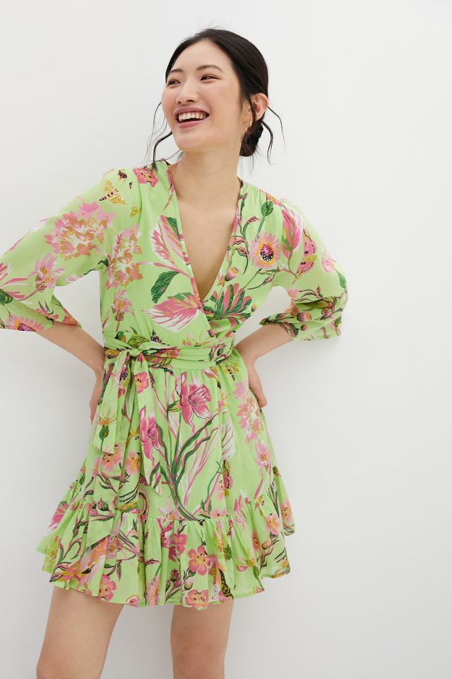 Anthropologie floral wrap outlet dress