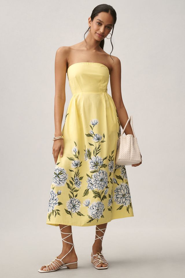 Banjanan Simona Strapless Poplin Midi Dress #1