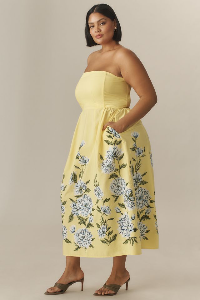 Banjanan Simona Strapless Poplin Midi Dress #7