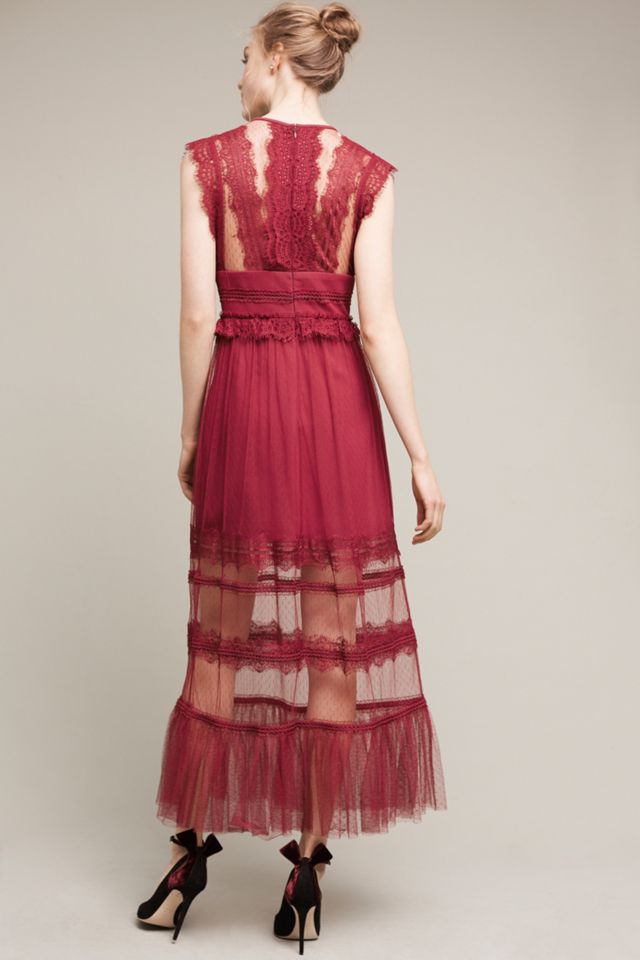 Plum Lace Midi Dress | Anthropologie