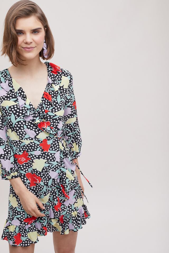 Rixo London Abigail Printed Wrap Silk Dress Anthropologie UK
