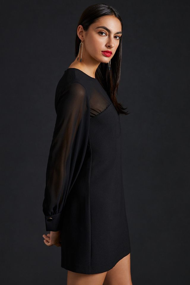 Maeve Sheer Long-Sleeve Mini Dress #1