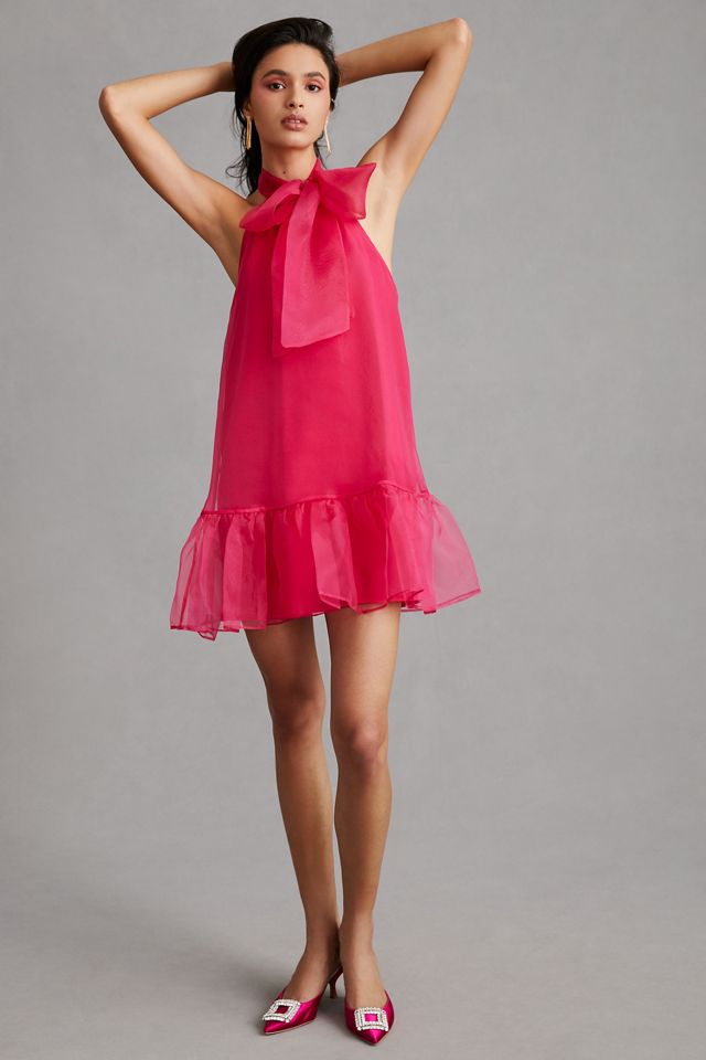 Maeve Organza BowNeck Mini Dress Anthropologie