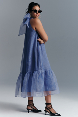 Maeve Tulle Halter Dress In Blue | ModeSens