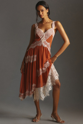By Anthropologie Sleeveless Asymmetrical Lace Midi Dress | Anthropologie