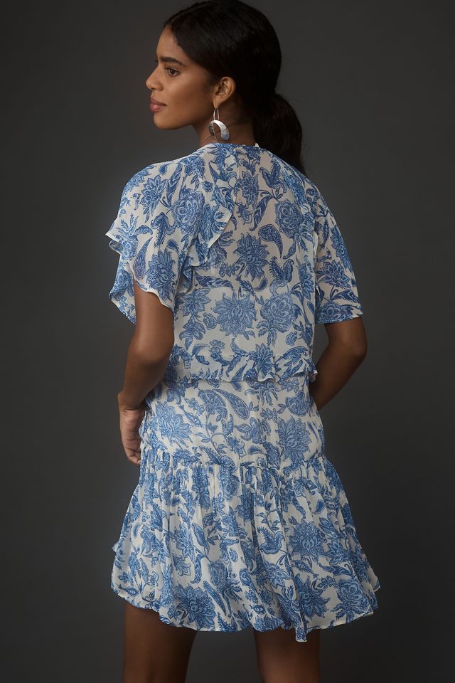 Robe Mini Florale Drapée By Anthropologie #2
